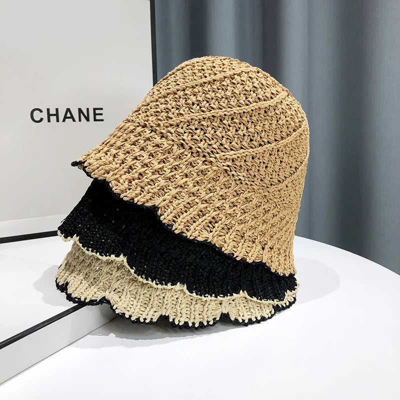 Japanese Lace Hollowed Out Breathable Thin Straw Fisherman Hat