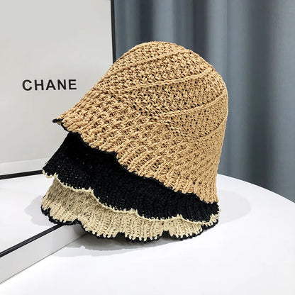 Japanese Lace Hollowed Out Breathable Thin Straw Fisherman Hat