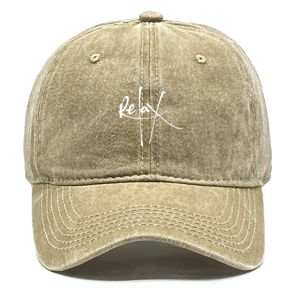 Washed Cotton Snapback Baseball Hat Artistic Text Relax Snapback Hat