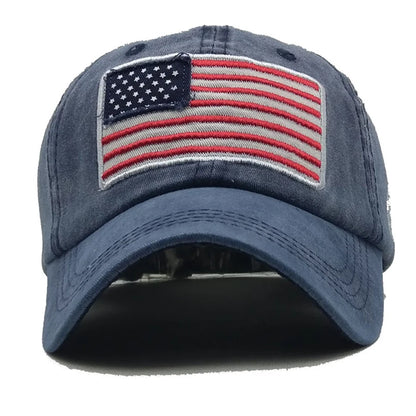 USA Flag Men's Baseball Cap Retro Embroidery Washed Cotton Dad Hats