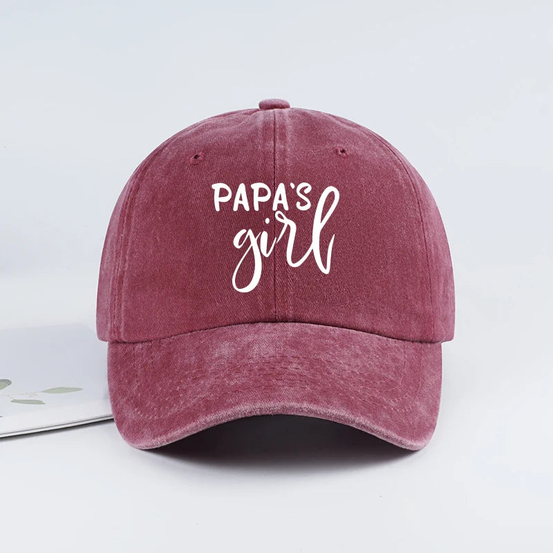 Vintage "Papa's Girl" Print Washed Baseball Cap