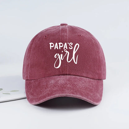 Vintage "Papa's Girl" Print Washed Baseball Cap