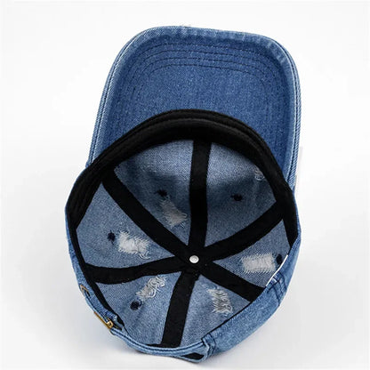 Four Seasons Denim Print Casquette Baseball Cap