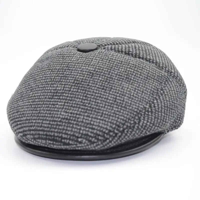 Men Middle-Aged Solid Hat Autumn And Winter Hats Warm Ear Protectors Senior Hat