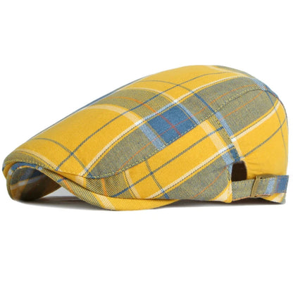 Men Women Vintage Plaid Artist Painter Beret Hat