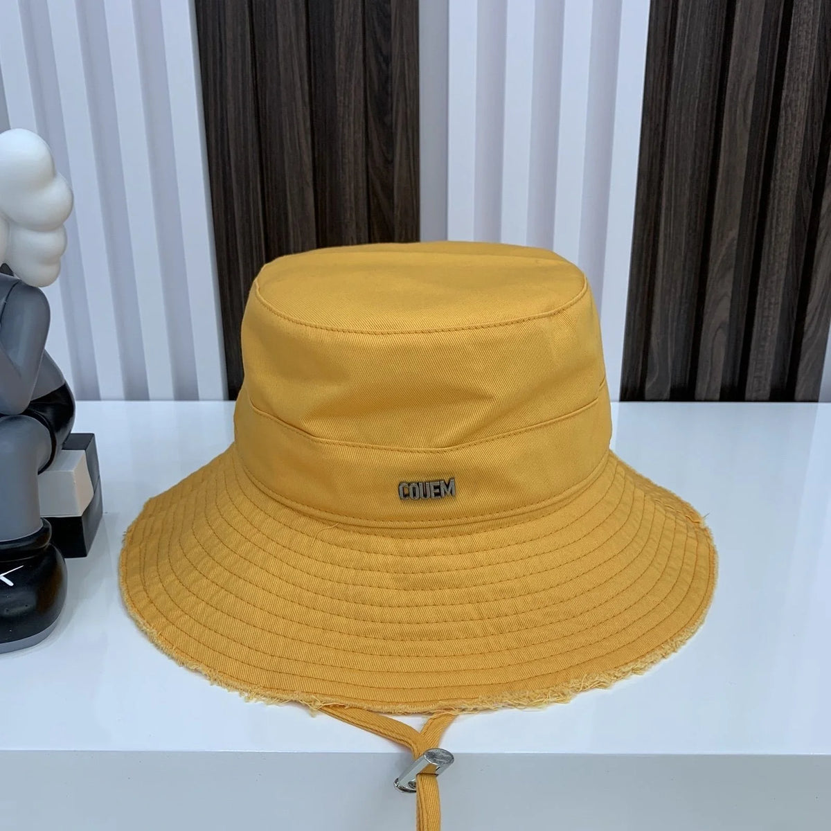 2026 Bucket Hat Female, Letter Metal Label Rough Edge Sunshade Flat Top