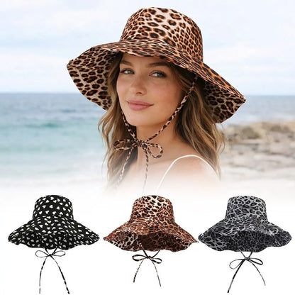 Black Dot Bucket Hats Leopard Print UV Protection Fisherman's Hat