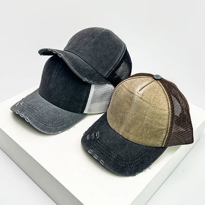 New Unisex Color Block Broken Style Baseball Hats