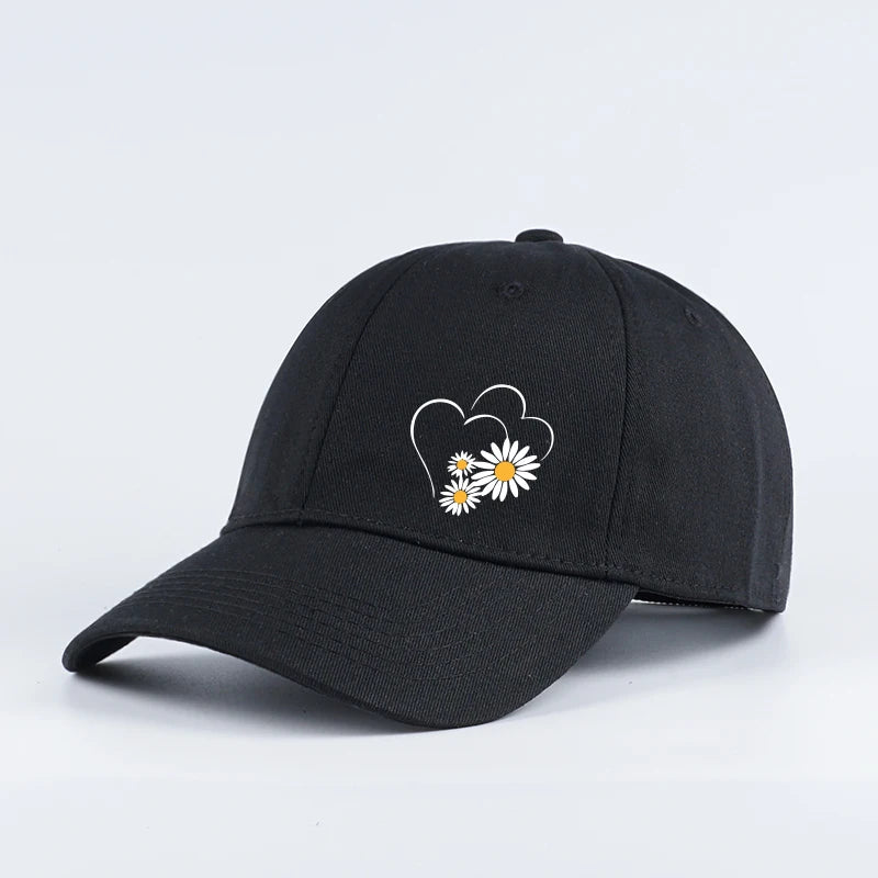 Heart-Print Daisy Soft-Peak Baseball Cap