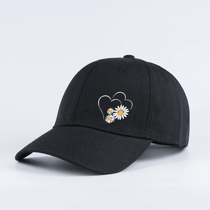 Heart-Print Daisy Soft-Peak Baseball Cap