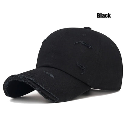 Fashion Unisex Distressed Design Style Solid Color Cotton Baseball Cap