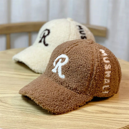Fashion New Embroidered Letter Imitation Lamb Velvet Baseball Hat