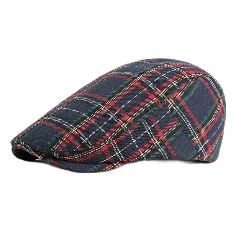Spring Summer Dopamine Plaid Beret Duck Tongue Forward Hat