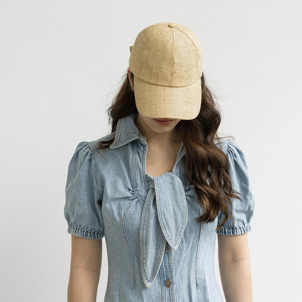 Natural Raffia Straw Baseball Cap Women Straw Cap For Summer