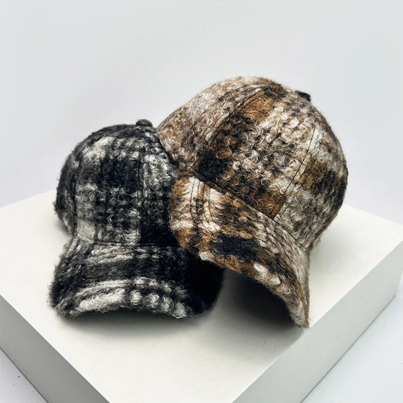 Check Leopard Print Baseball Hats Sunshade Retro Warm
