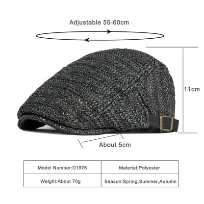 Summer Beret Hat Men Full Mesh Herringbone Cap