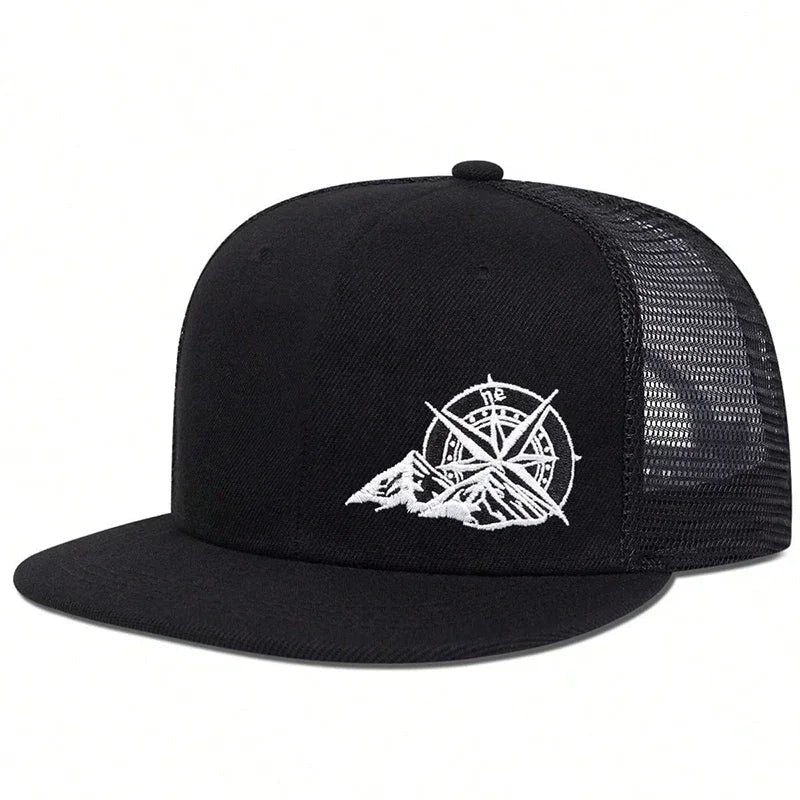 Unisex Compass Mountain Embroidery Baseball Net Hats Spring Summer