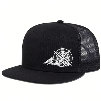 Unisex Compass Mountain Embroidery Baseball Net Hats Spring Summer