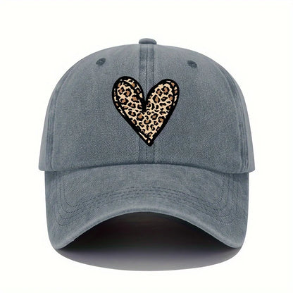 Valentine's Day Leopard Print Heart Print Retro Lightweight Washable Baseball Cap Women's