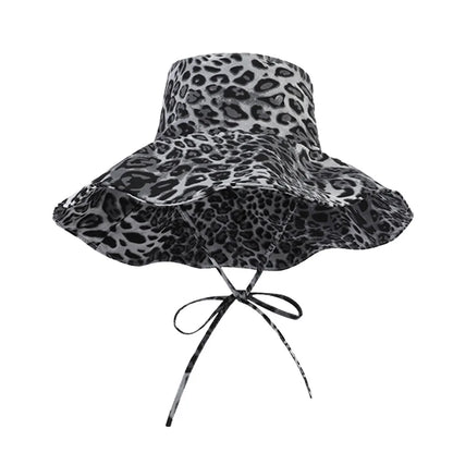 Black Dot Bucket Hats Leopard Print UV Protection Fisherman's Hat