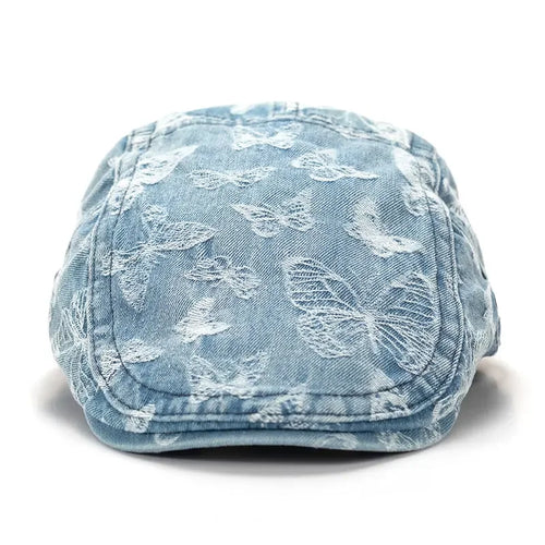 Spring And Autumn Cotton Cartoon Butterfly Print Newsboy Caps