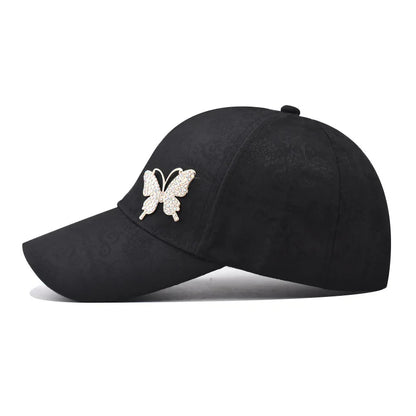 Rhinestone Butterfly Baseball Cap Women's