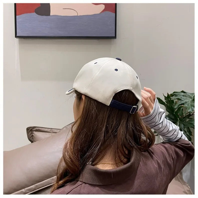 Korean Version Of Simple Short Brim Embroidered Letter Baseball Cap, Fresh and Sweet Couple's Color Matching Cap