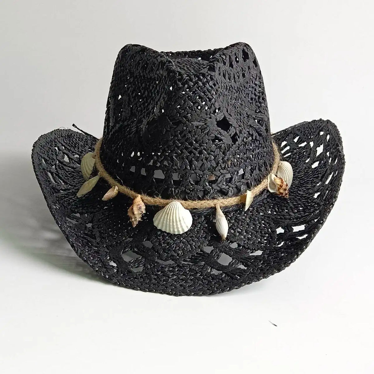 Hand-Woven Crochet Raffia Cowboy Hat