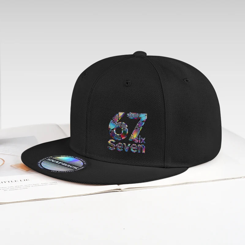 Cool Laser-Printed “67” Digital Print Hip-Hop Flat-Brim Cap