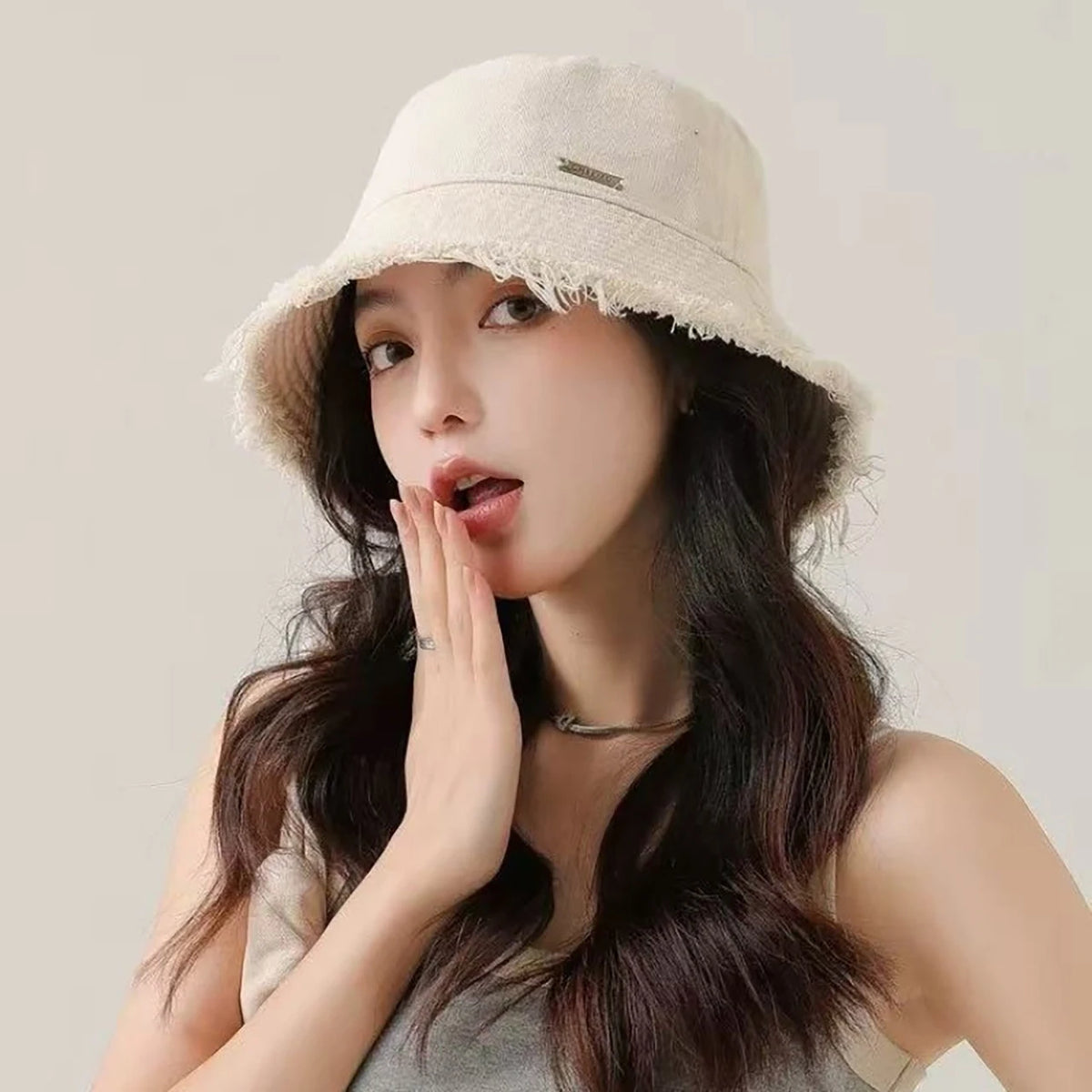 Trendy Frayed Edge Bucket Hat For Women Autumn