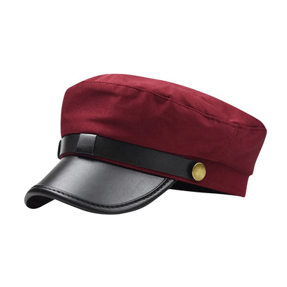 Simple Unisex Red Black Flat Navy Hat Cap