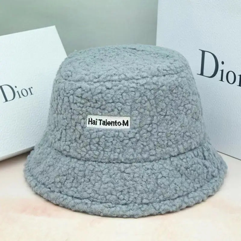 Lambswool Unisex Bucket Hats For Women Men Winter