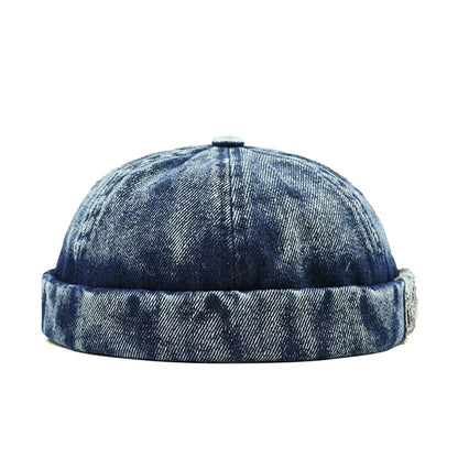 Retro Denim Docker Cap Splicing Style Brimless Caps
