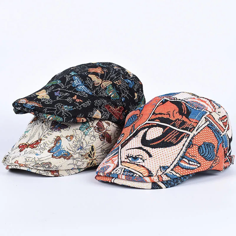 Peaky Blinders 2026 Korea Beret Women Vintage Butterfly Embroidery Berets