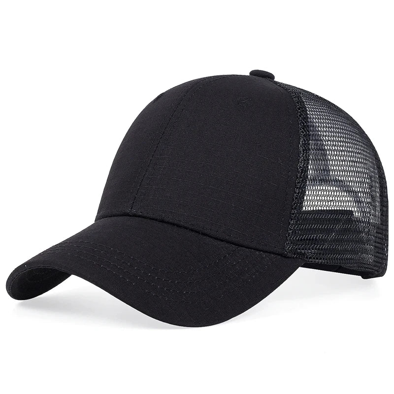 Unisex Solid Color Plaid Fabric Baseball Net Caps