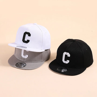 Kids Snapback Cap Embroidered Letter Flat Brim Baseball Hat For Children Boy Girl Solid Color Summer Sun Hats