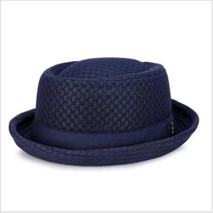 New Breathable Hat England Mesh Flat Straw Hat Retro England Jazz Foldable Sun Hats