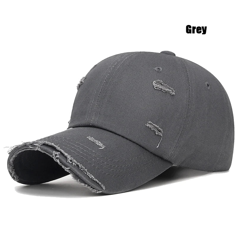Fashion Unisex Distressed Design Style Solid Color Cotton Baseball Cap