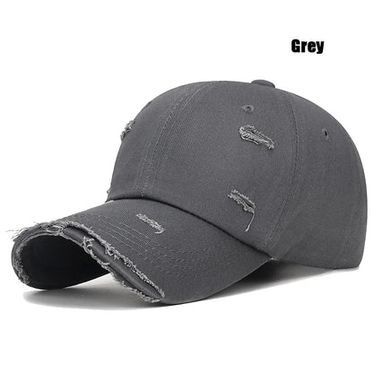 Fashion Unisex Distressed Design Style Solid Color Cotton Baseball Cap