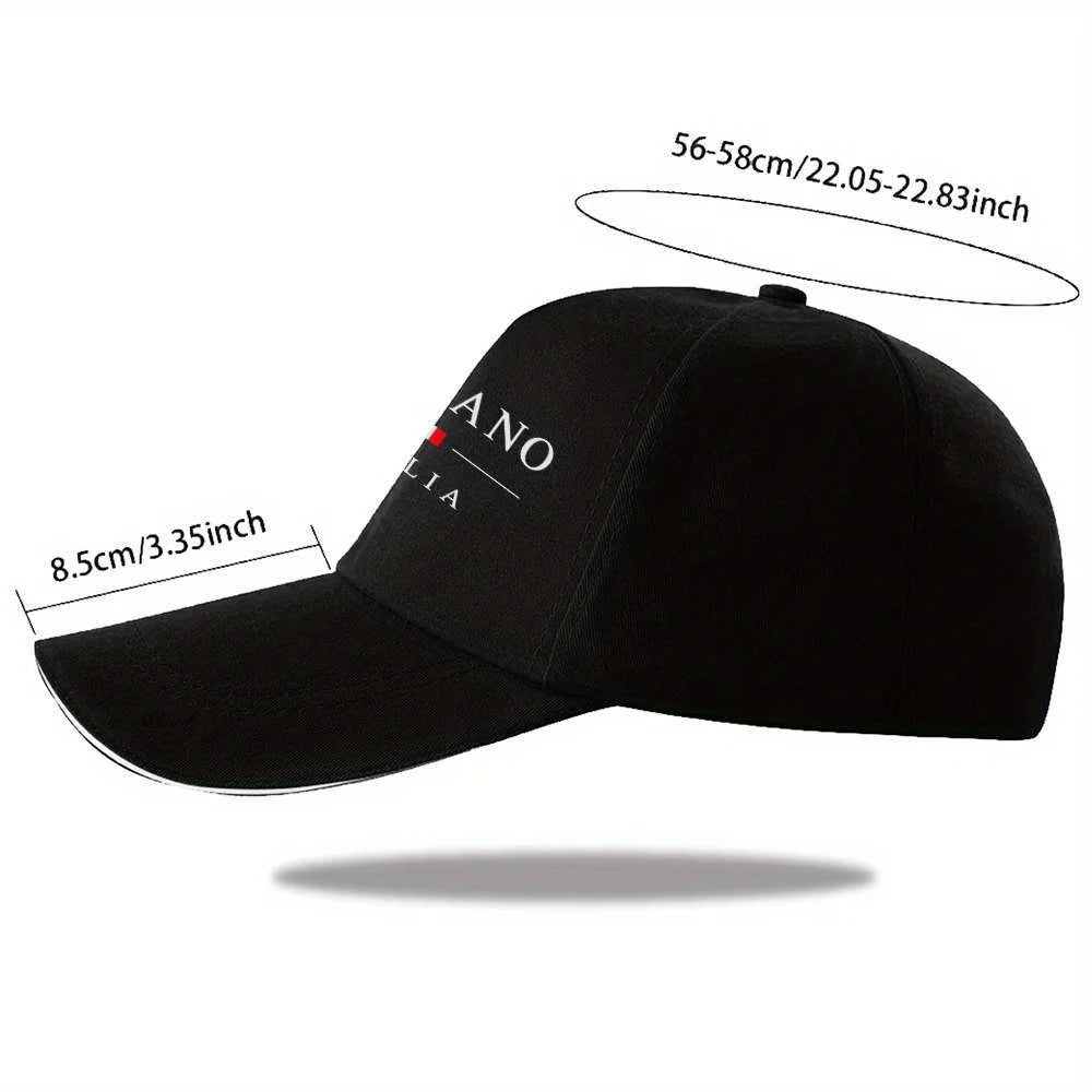 Woven Fabric.1pc Milan Italy Baseball Cap with Italian Flag & Milan Lettering