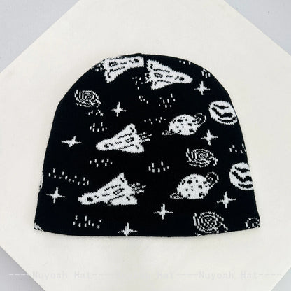 New Men Women Interesting Rocket Planet Jacquard Knitted Hats