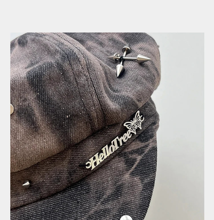 Y2k Personalized Star Sticker Rivet Design Berets Caps For Women Spring And Autumn