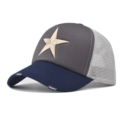 Unisex Mesh Cap Casual Plain Embroidery Five-Star Cotton Baseball Cap Summer for Women And Men
