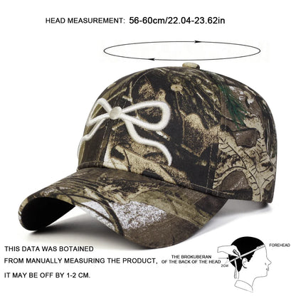 Unisex Bow Embroidery Camouflage Baseball Caps Spring Autumn