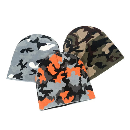Women's Camouflage Knitted Hat Men Cry Caps