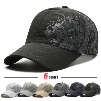 New Style Summer Baseball Cap Quick-Drying Air Hole Chinese Dragon Fashion Unisex