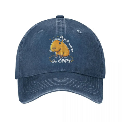 Classic Denim Capybara Don't Worry Be Capy Baseball Cap Men Women Spring Autumn