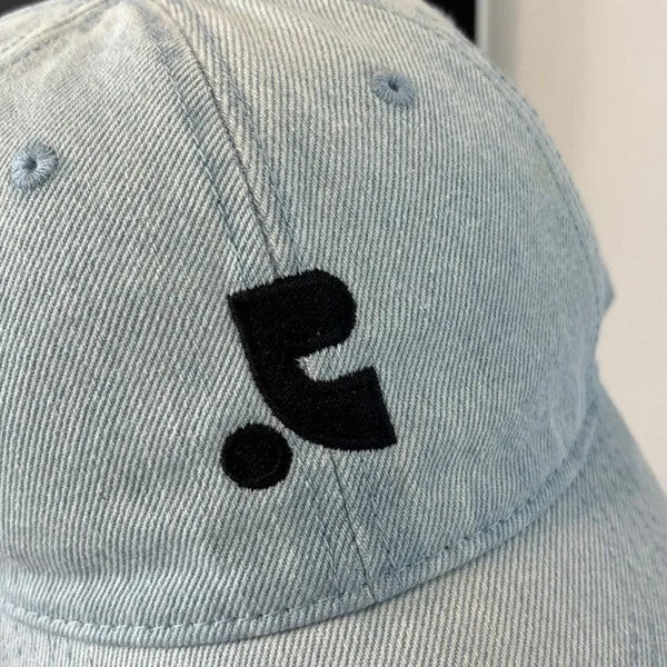 Washed Denim Embroidered Letter Baseball Cap
