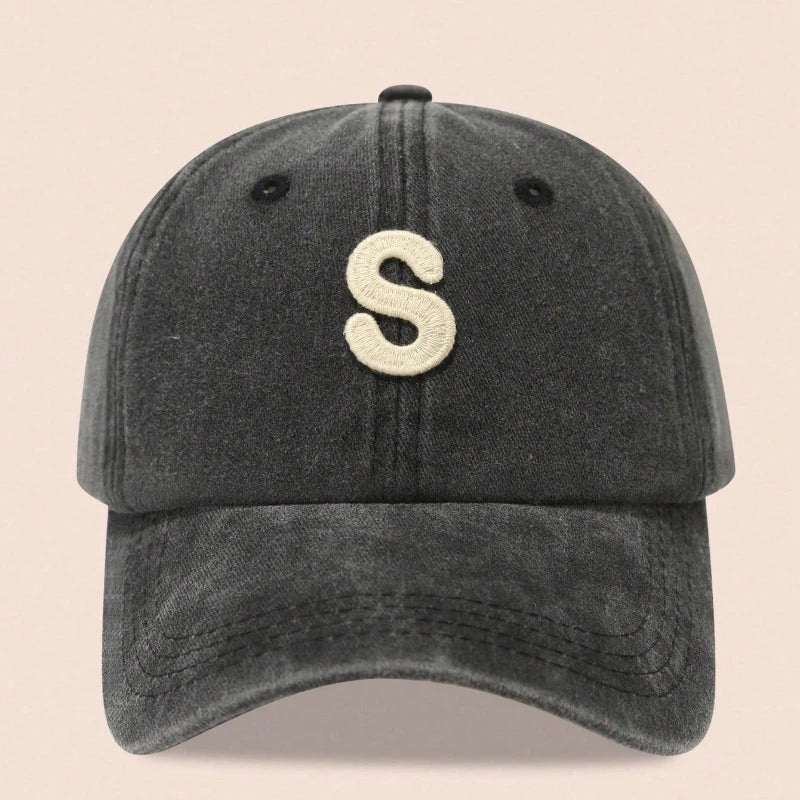 Washed Letter Embroidered Baseball Caps