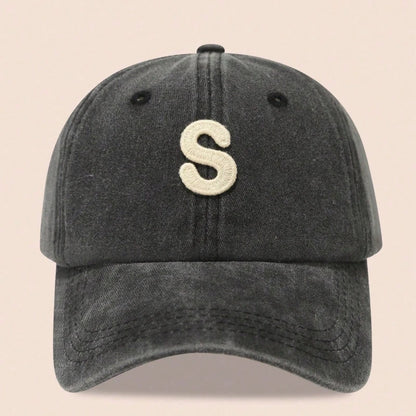 Washed Letter Embroidered Baseball Caps